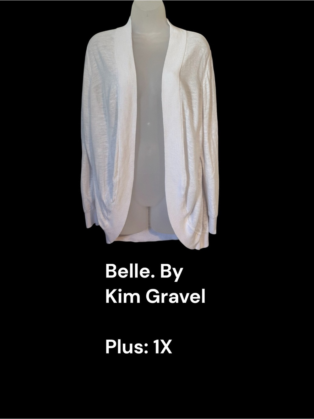Belle by Kim Gravel White Open-Front Draped Cardigan